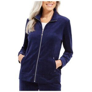 Karen Scott Sport Velour Zip Jacket Size PS
